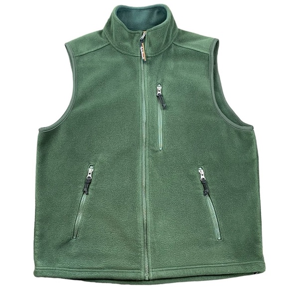 L.L. Bean Men’s Green Fleece Full-Zip Functional Comfortable Classic Vest - Picture 1 of 10